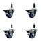 Service Caster 3'' Blue Poly Swivel 7/8'' Expanding Stem Caster Set with Brake, 4PK SCC-EX20S314-PPUB-BLUE-PLB-78-4 - alternate 1